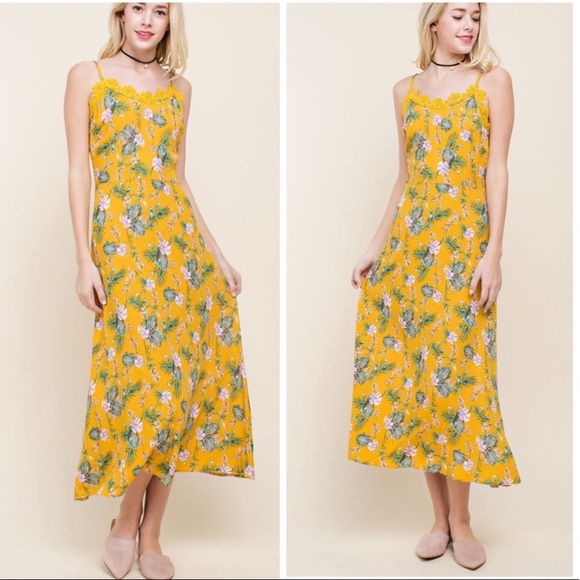 Penna&Pine Dresses & Skirts - Mustard Floral Sheath Dress